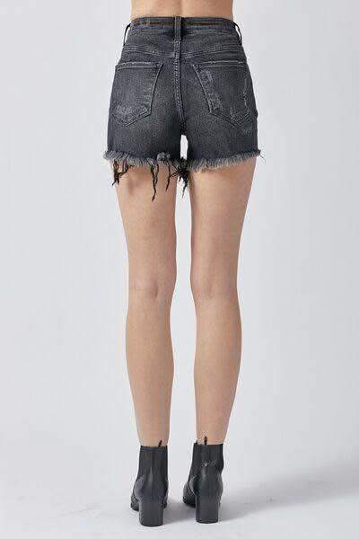 RISEN Raw Hem Denim Shorts with Pockets - SwagglyLife Home & Fashion