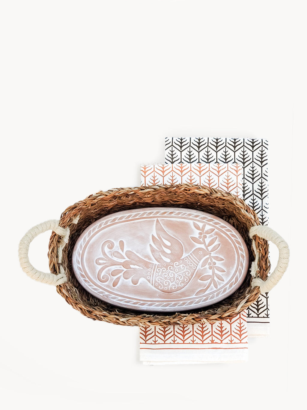 Bread Warmer & Basket Gift Set with Tea Towel - Bird Oval in - KITCHEN photo