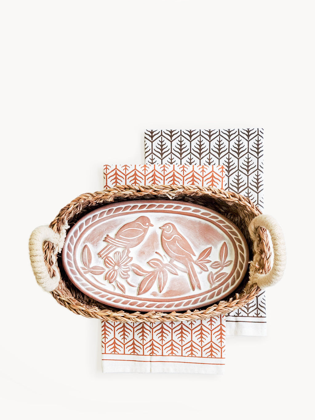 Bread Warmer & Basket Gift Set with Tea Towel - Lovebird Oval in - KITCHEN photo