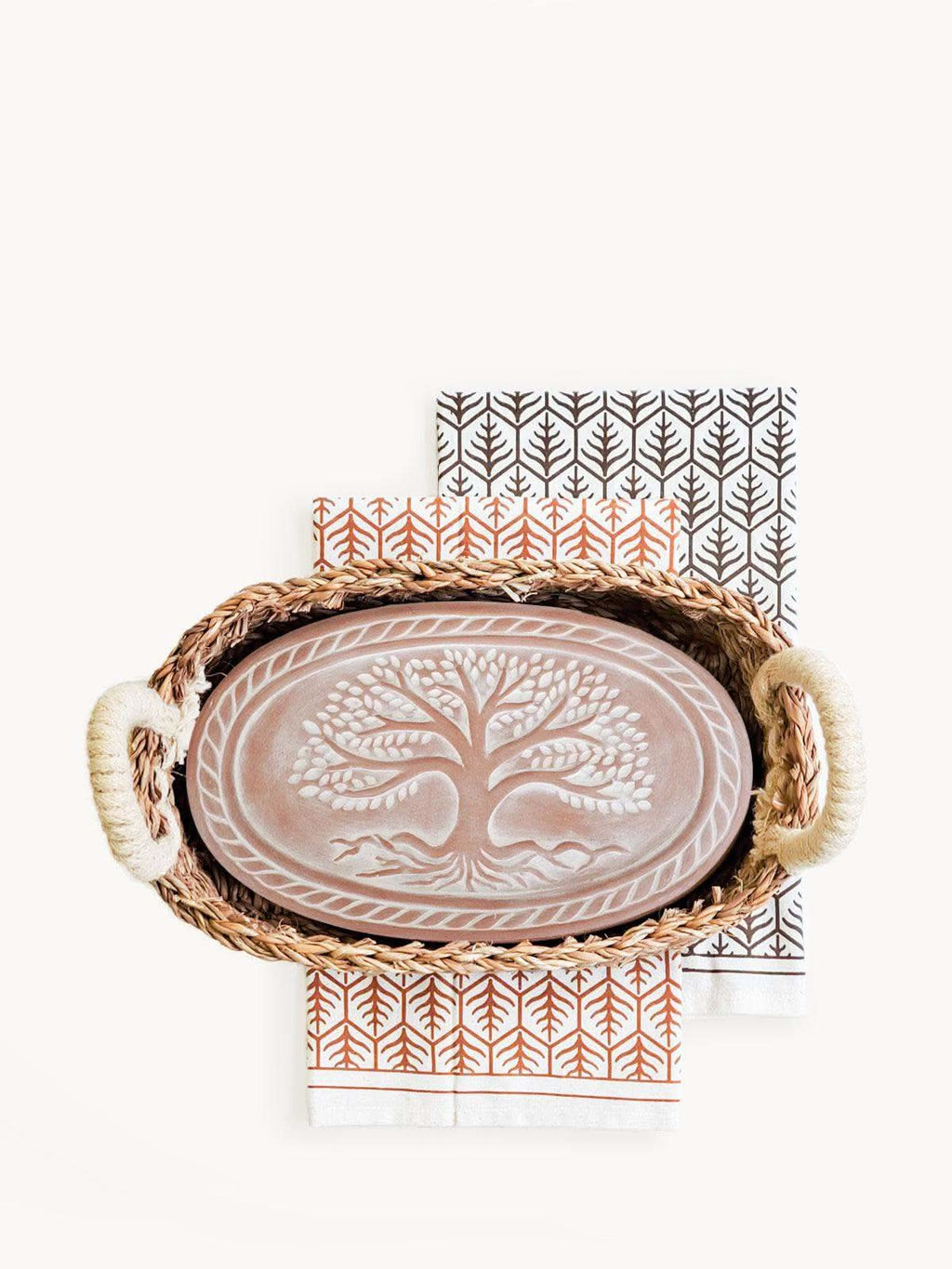 KORISSA Bread Warmer & Basket Gift Set with Tea Towel - Tree of Life Oval in - KITCHEN photo