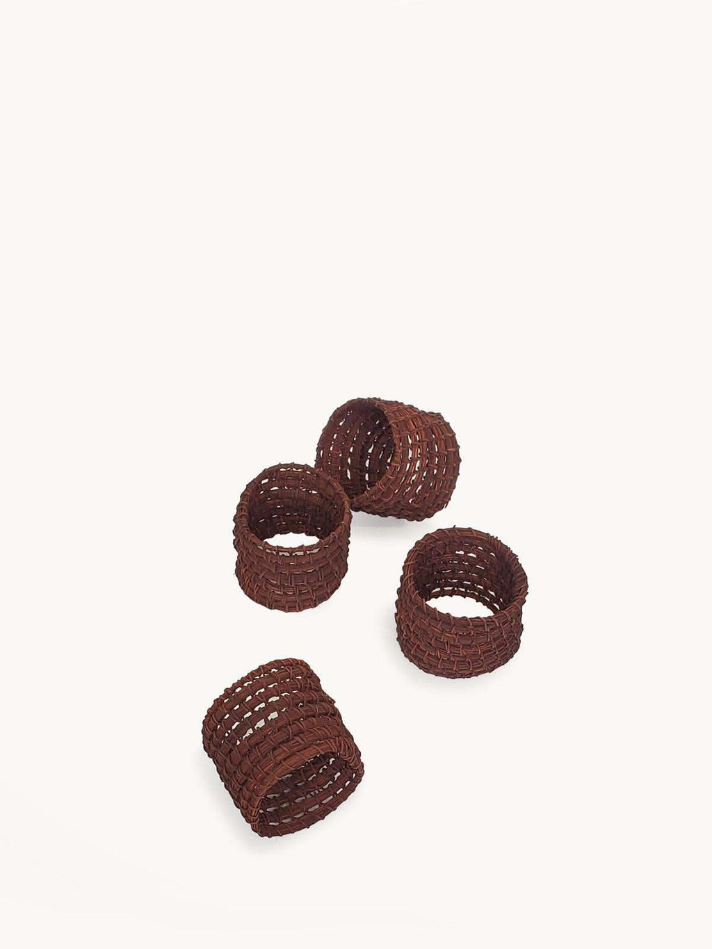 Woven Palm Fiber Napkin Ring - Brown (Set of 4) in - photo
