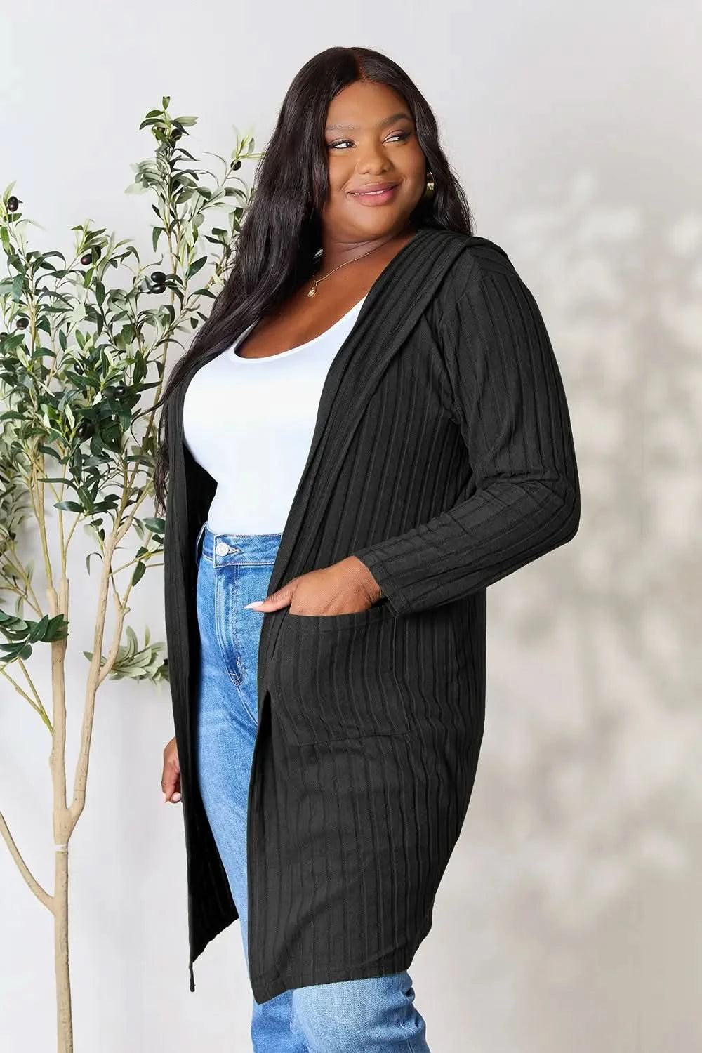 Basic Bae Full Size Hooded Sweater Cardigan in - photo