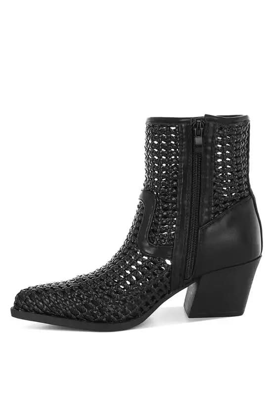 Rag & Co. Artisole Woven Pleather Block Heel Boots in - photo