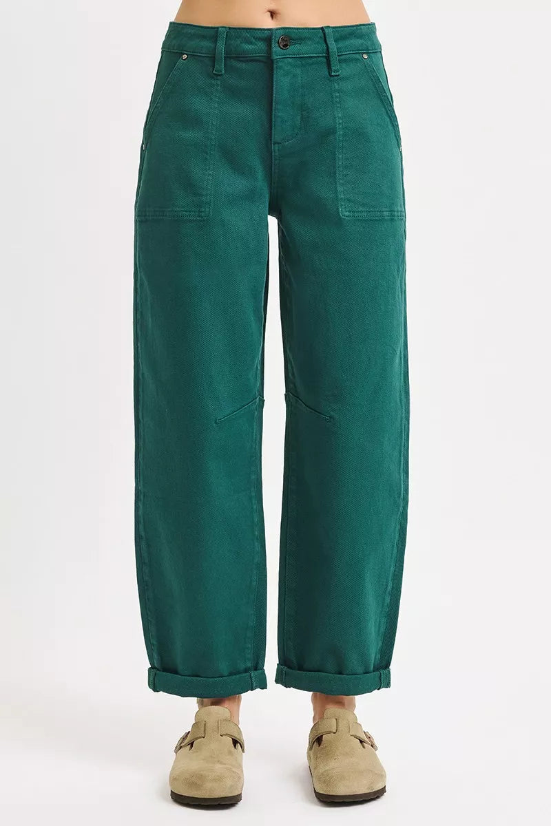 RISEN High Rise Ankle Cuffed Barrel Pants in - photo
