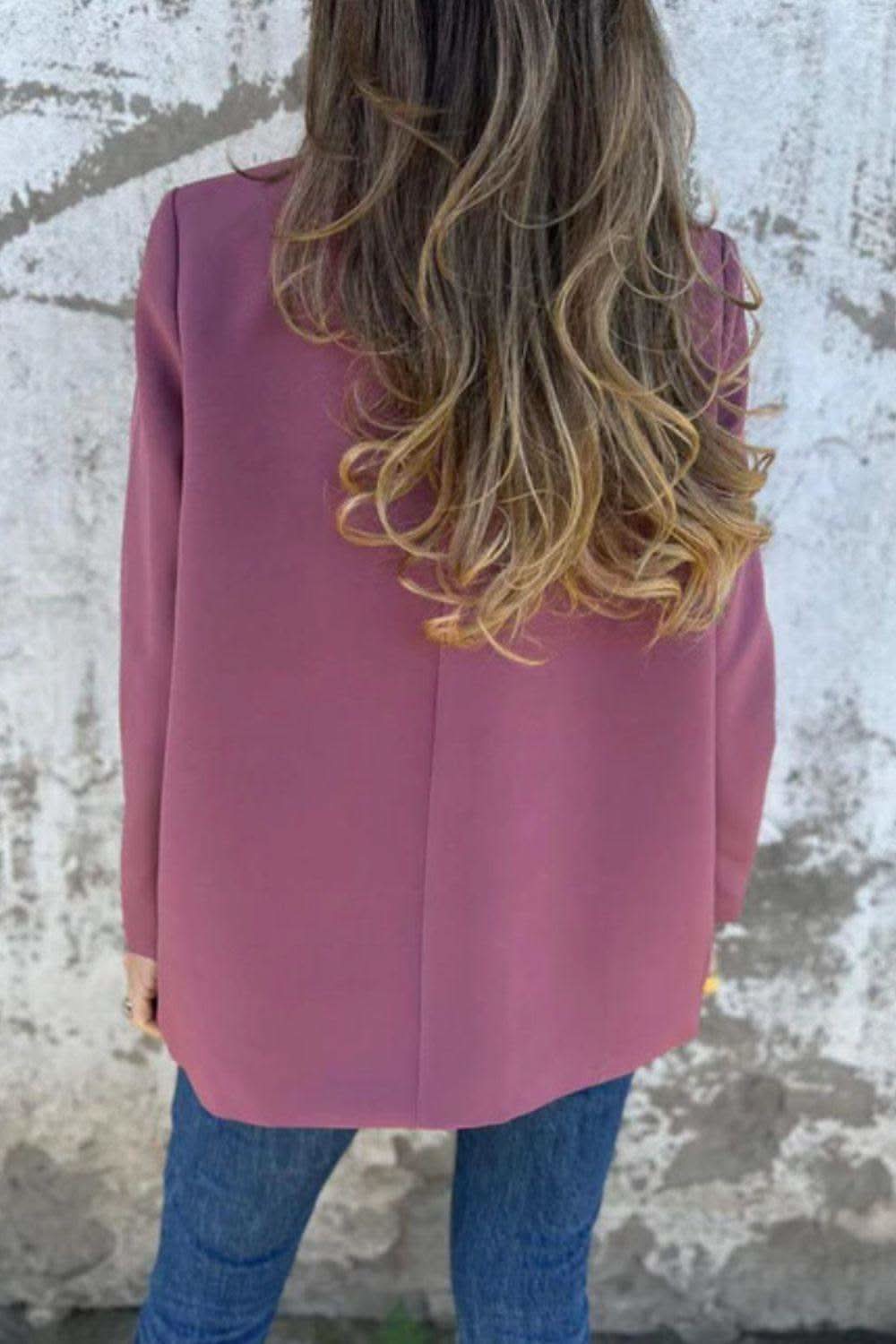 Full Size Collared Neck Long Sleeve Blazer in - Coats & Jackets photo