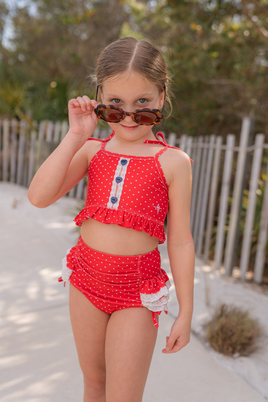 *PREORDER* High Waisted Bikini - Liberty Dot in - 4th of July Collection photo