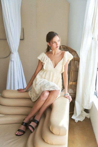 ADORA Tie Back V-Neck Ruffle Sleeve Dress - SwagglyLife Home & Fashion ADORA Tie Back V-Neck Ruffle Sleeve Dress - SwagglyLife Home & Fashion