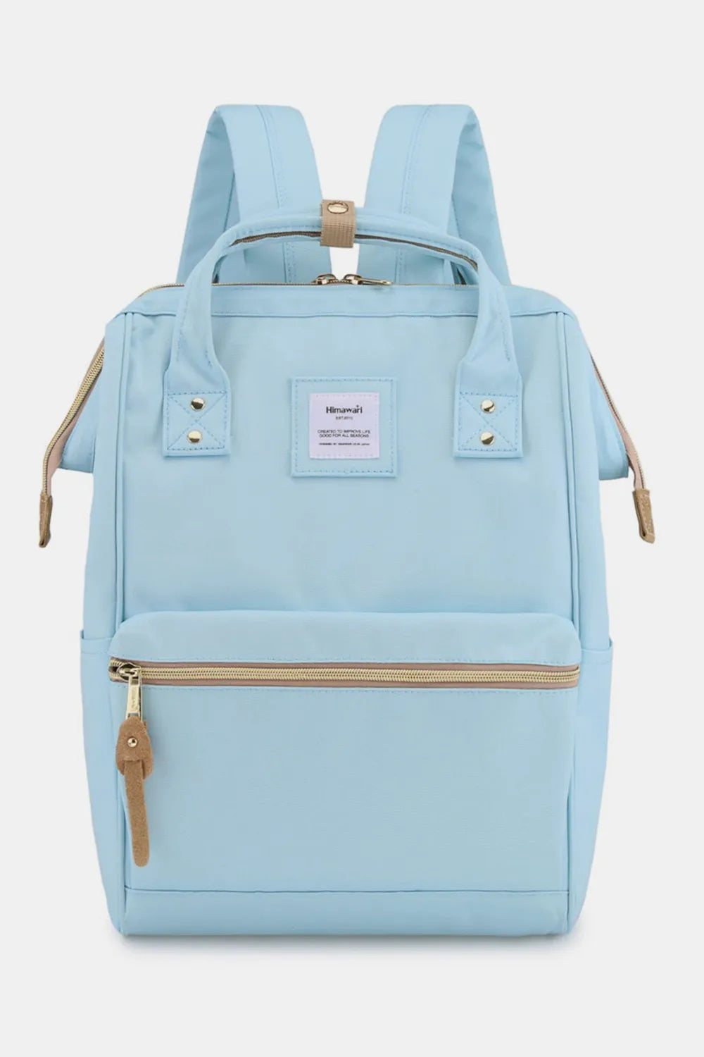 Himawari Waterproof Canvas Backpack Bag with Side Pockets in Light Blue One Size - photo