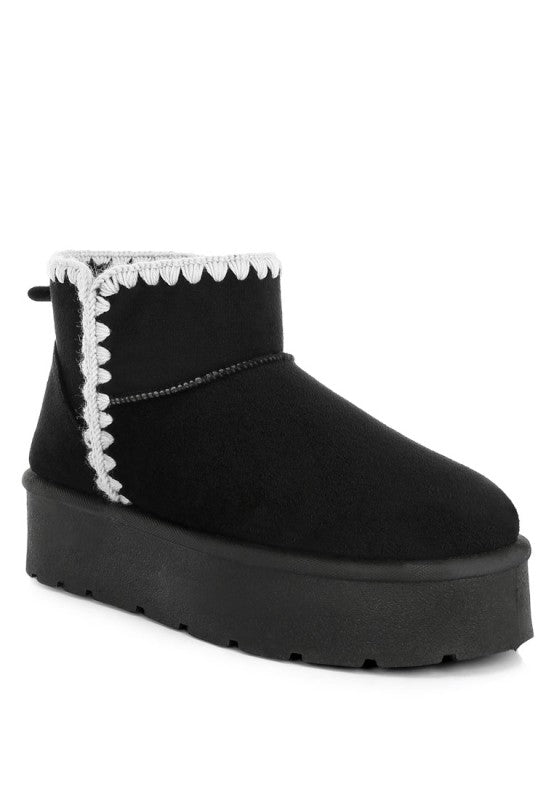 Rochas Scalloped Detail Snow Boots in Black - photo