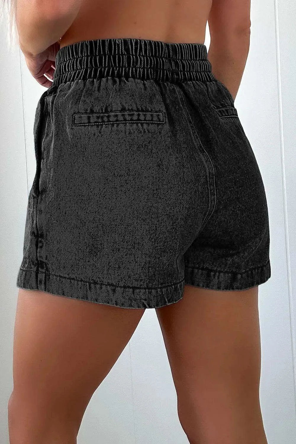 Drawstring High Waist Denim Shorts - SwagglyLife Home & Fashion