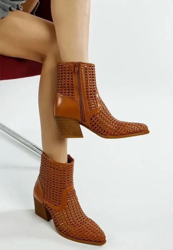 Rag & Co. Artisole Woven Pleather Block Heel Boots in - photo