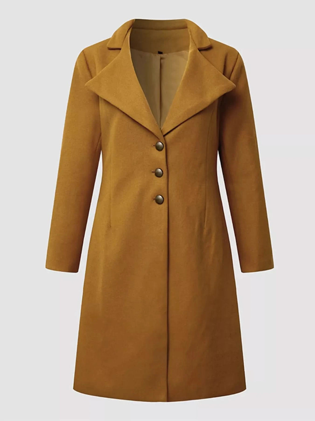 Single-Breasted Long Sleeve Overcoat Plus Size in - photo