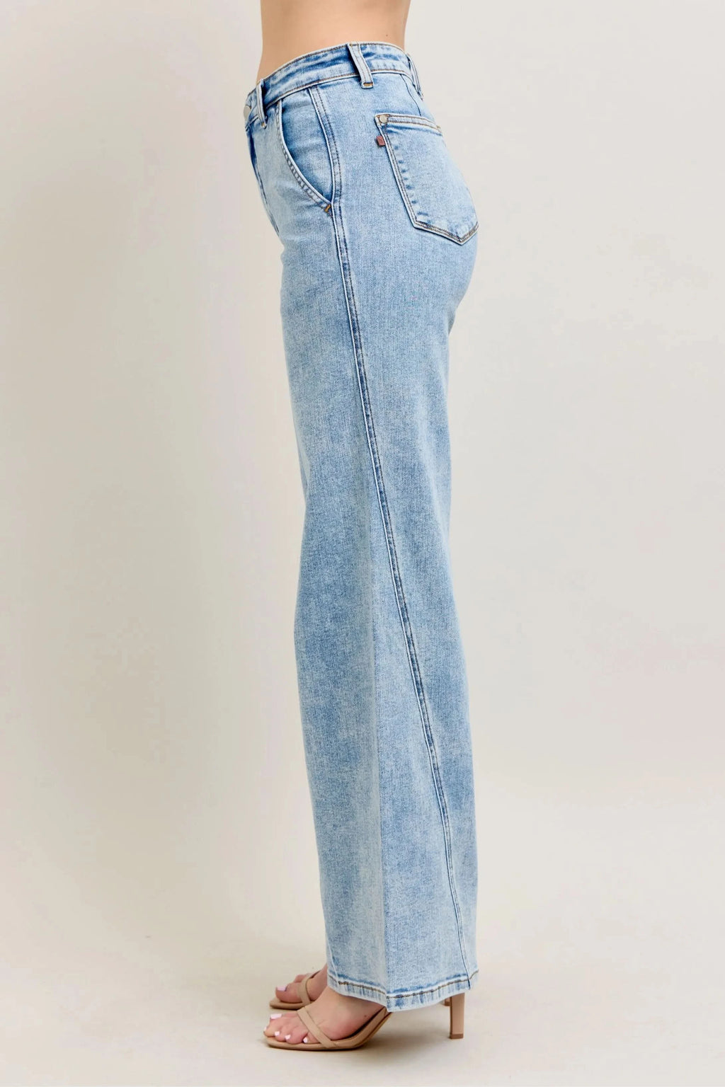 Judy Blue Full Size High Waist Wide Leg Jeans with Skewed Inseam Plus Size in - photo