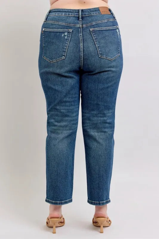 Judy Blue Full Size High Waisted Rigid Magic Non-destroy Straight Leg Jeans Plus Size - SwagglyLife Home & Fashion