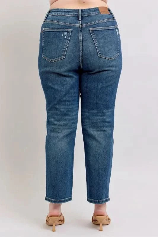 Judy Blue Full Size High Waisted Rigid Magic Non-destroy Straight Leg Jeans Plus Size in - photo