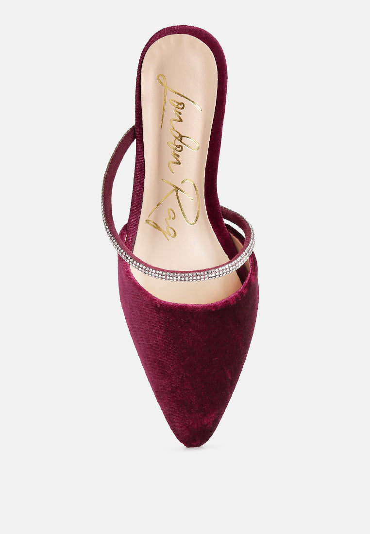 Turnon Velvet Diamante Detail Flat Mules in - Flats photo