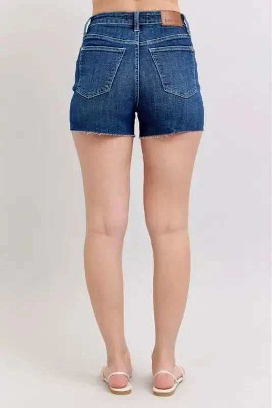 Judy Blue Full Size High Waist Criss-Cross Waistband Denim Shorts Plus Size in - photo