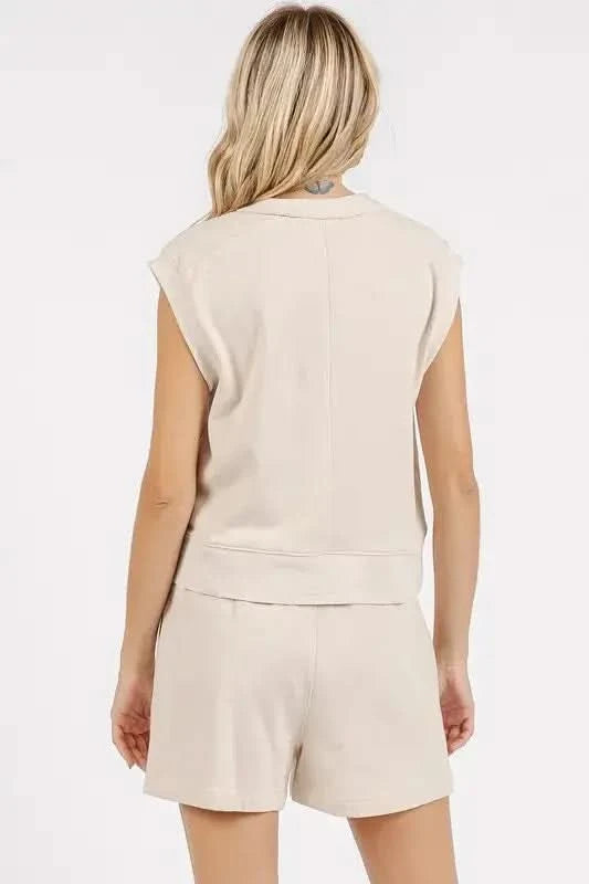 Mittoshop French Terry Crew Neck Top and Shorts Set in - photo