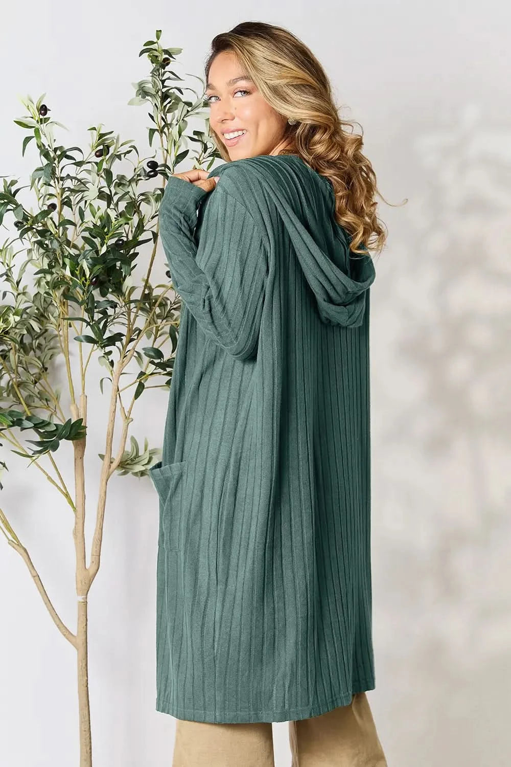Basic Bae Full Size Hooded Sweater Cardigan in - photo