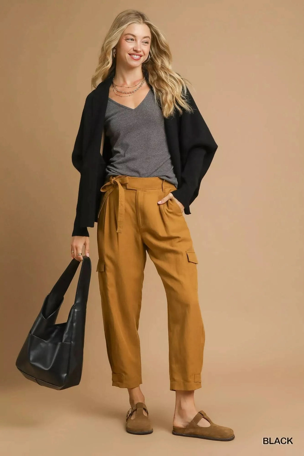 Umgee Open Front Cardigan with Front Pockets in - photo