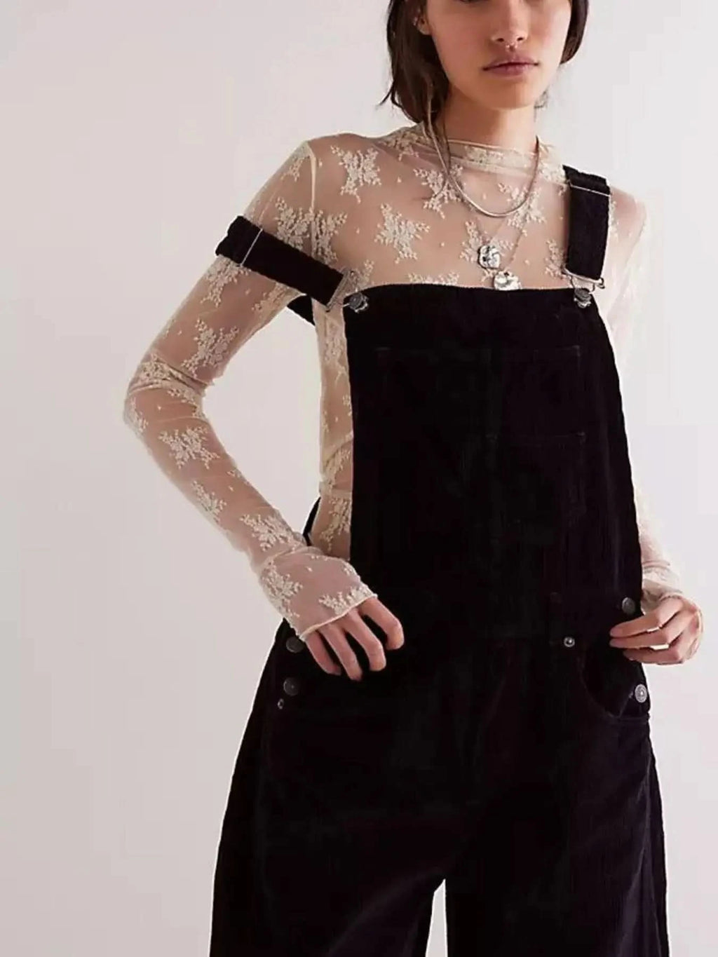 Corduroy Wide-Leg Overall with Adjustable Straps in - photo