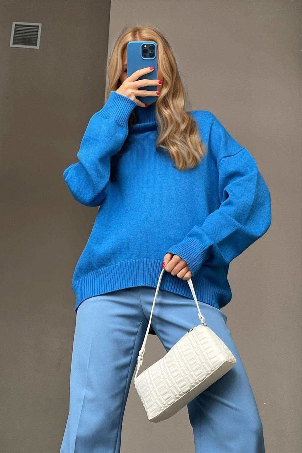Basic Bae Turtleneck Dropped Shoulder Long Sleeve Sweater in - sweater photo