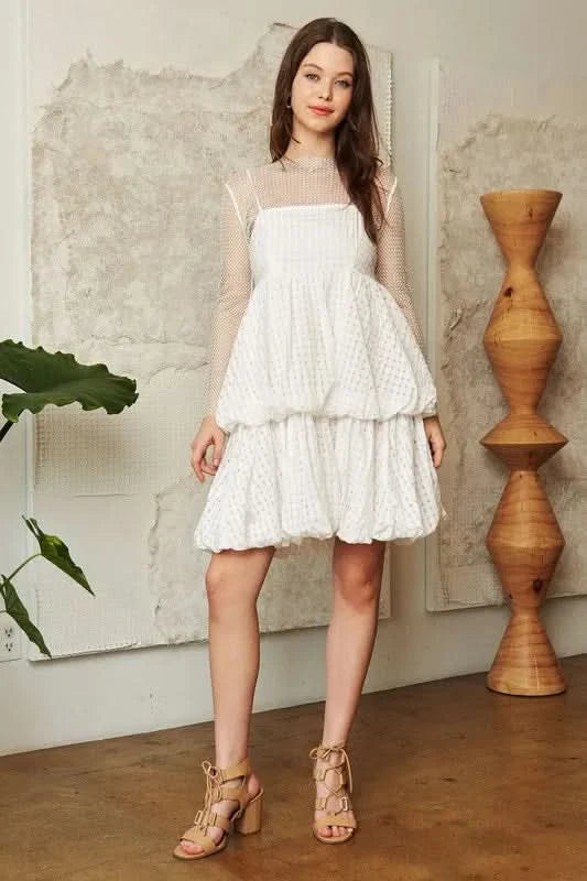 Davi & Dani Checker Print Side Pockets Textured Mini Dress in - photo