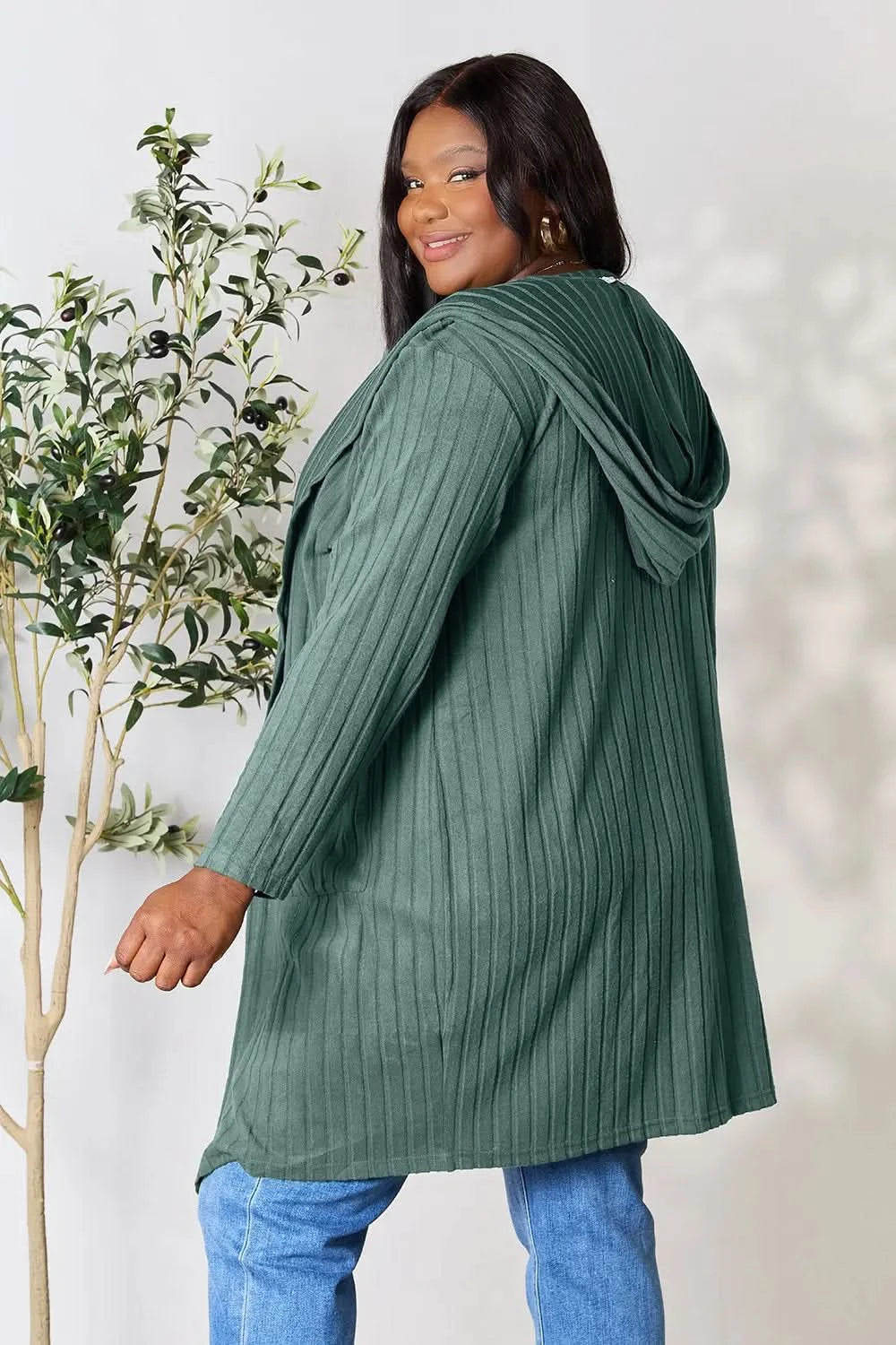 Basic Bae Full Size Hooded Sweater Cardigan in - photo