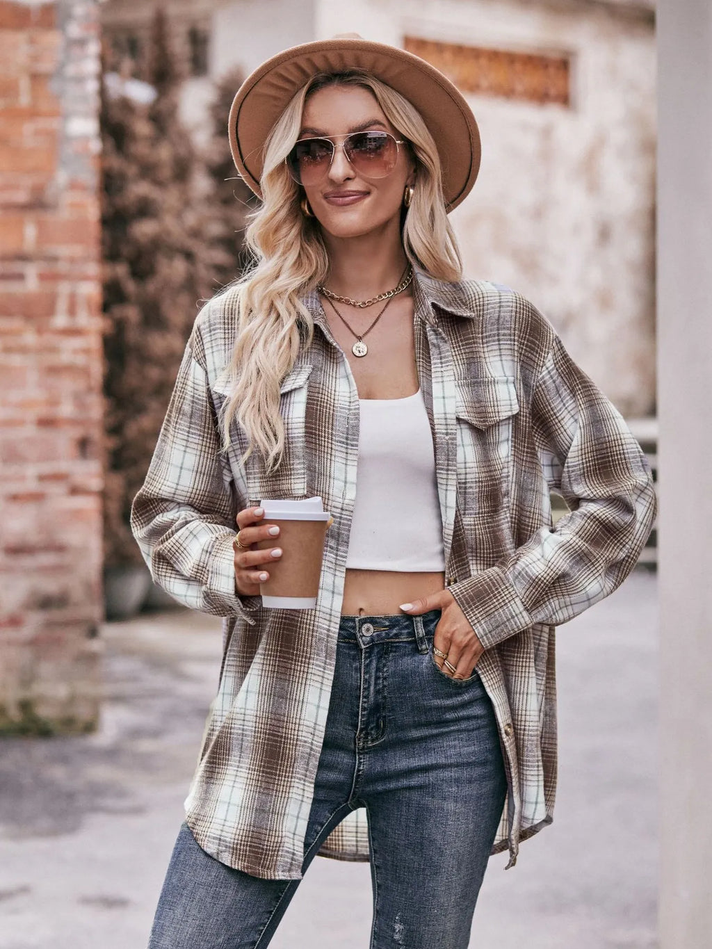 Plaid Button-Down Long Sleeve Shirt in - photo