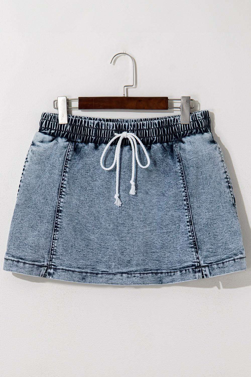 Drawstring High Waist Pocketed Denim Shorts - SwagglyLife Home & Fashion