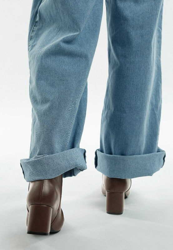 Kaira Metallic Accent Heel High Ankle Boots in - photo