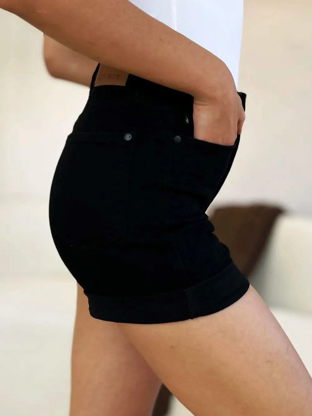 Judy Blue Full Size High Waist Tummy Control Cuffed Denim Shorts in - photo