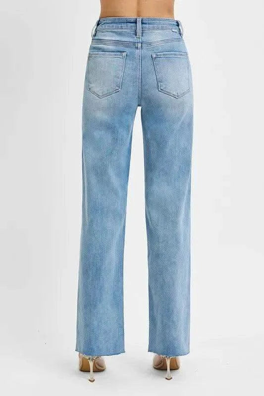 RISEN Tummy Control Rise Straight Jeans in - photo