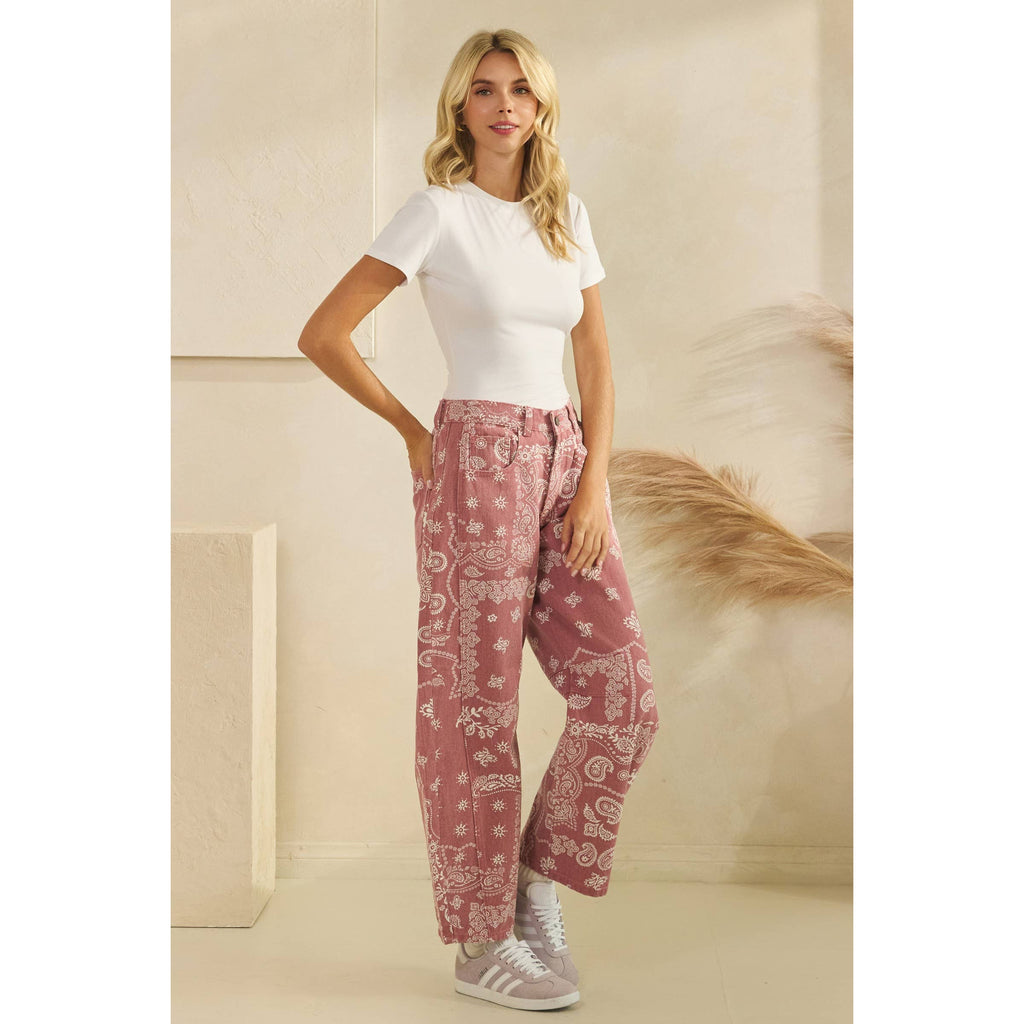 Vintage Pink Paisley Denim in - photo