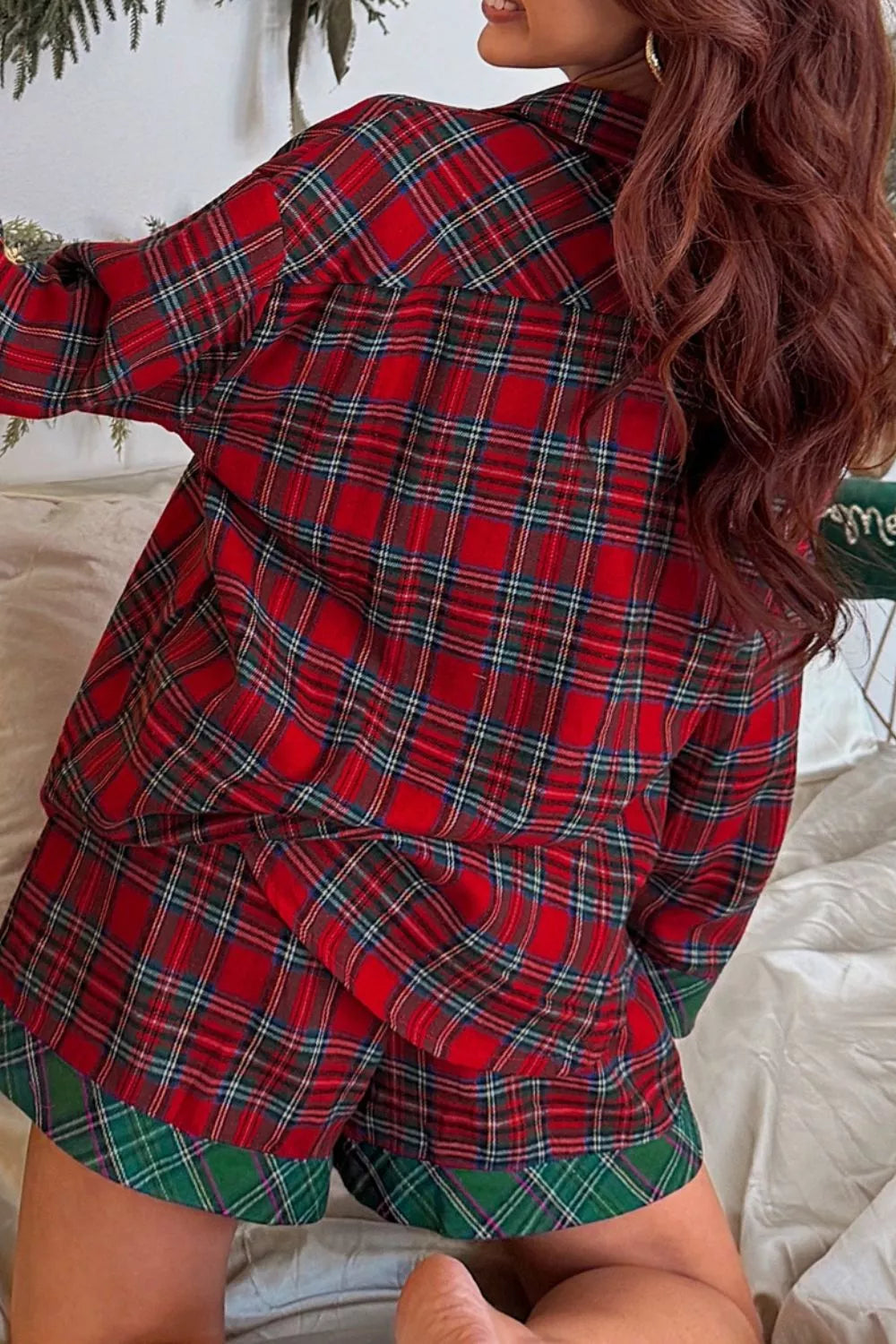Plaid Patch Long Sleeve Holiday Pajama Set in - photo