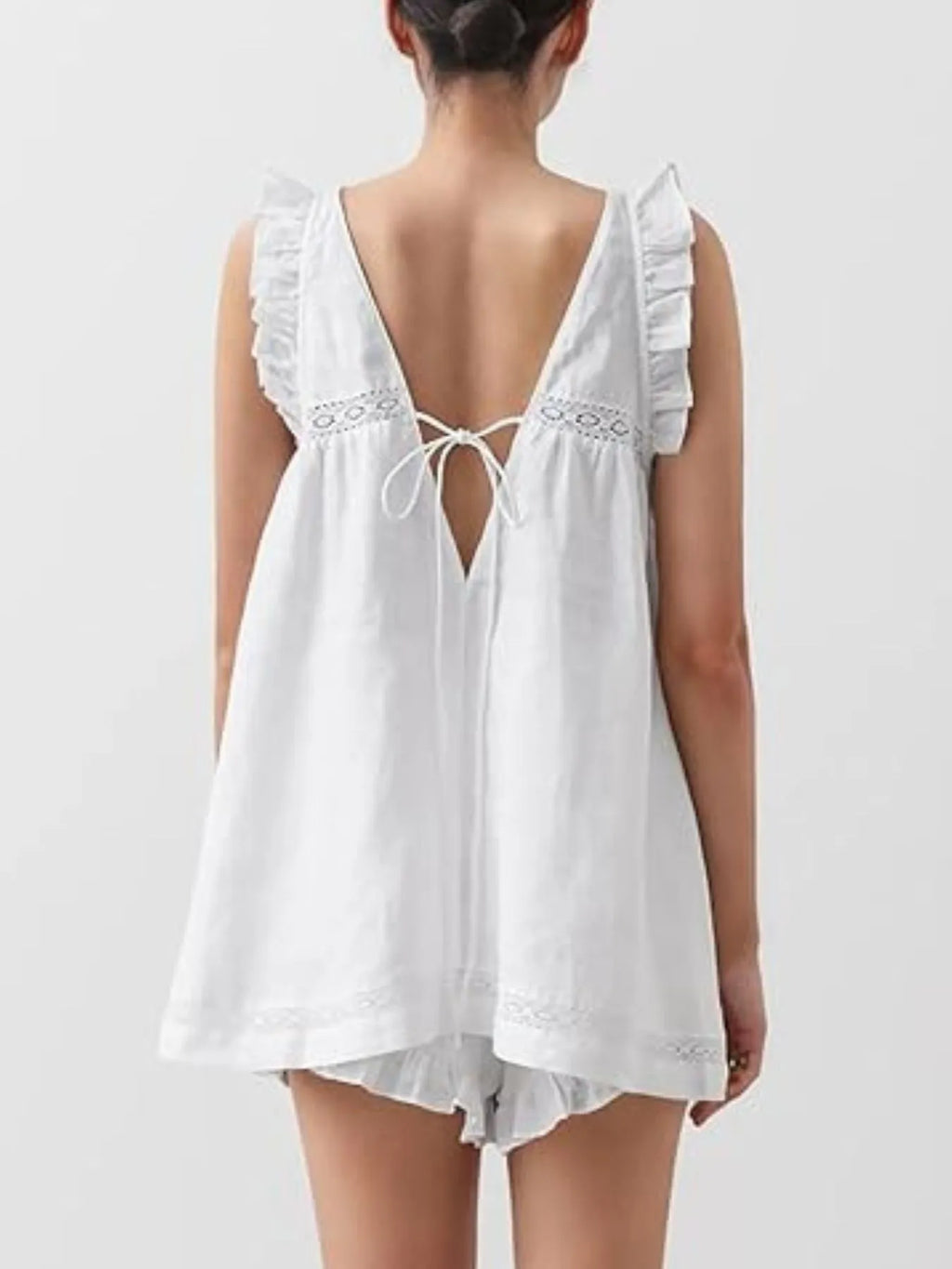 Ruffled V-Neck Top and Shorts Set - SwagglyLife Home & Fashion