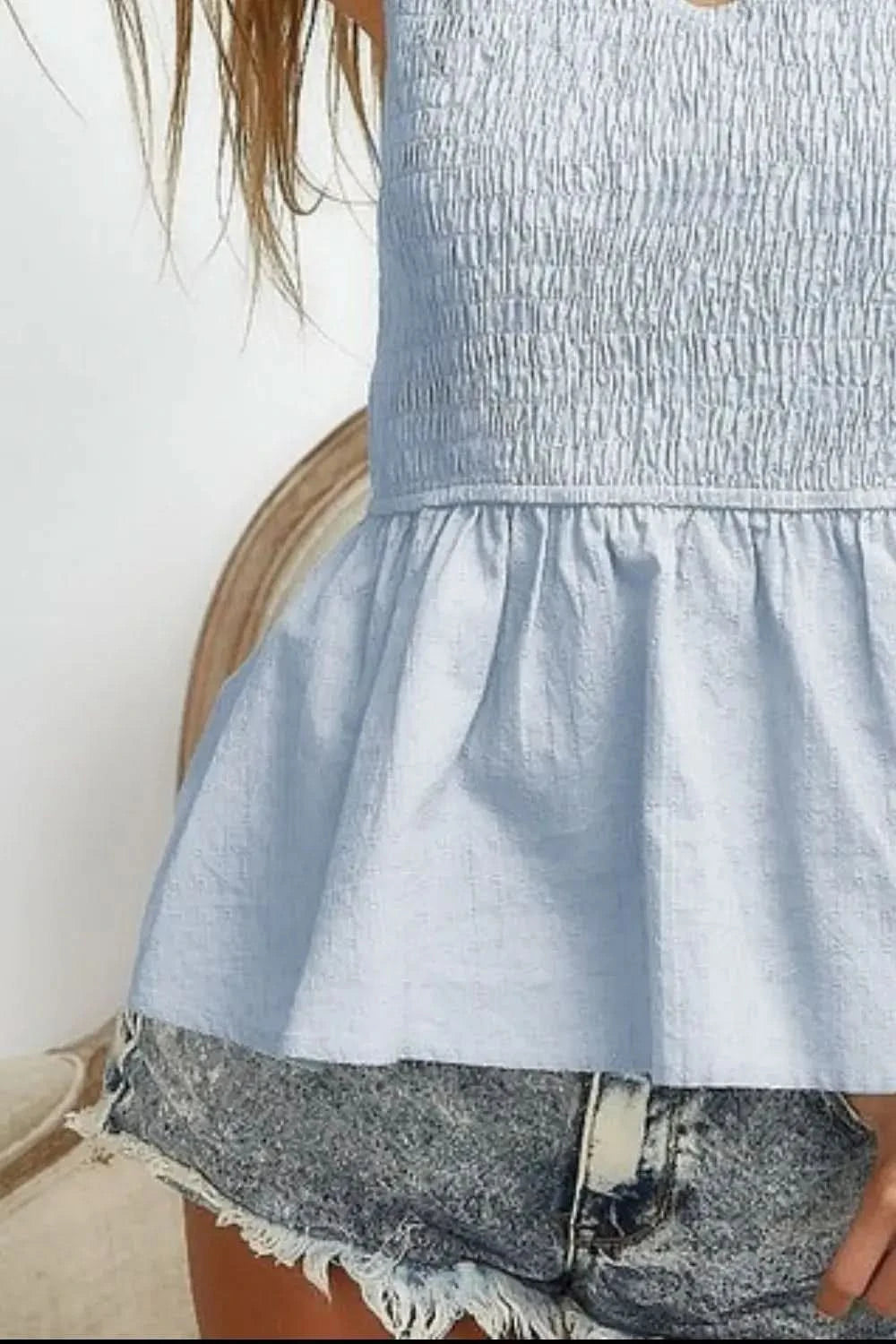 BiBi Eyelet Woven Sleeveless Elasticized Top - SwagglyLife Home & Fashion BiBi Eyelet Woven Sleeveless Elasticized Top - SwagglyLife Home & Fashion