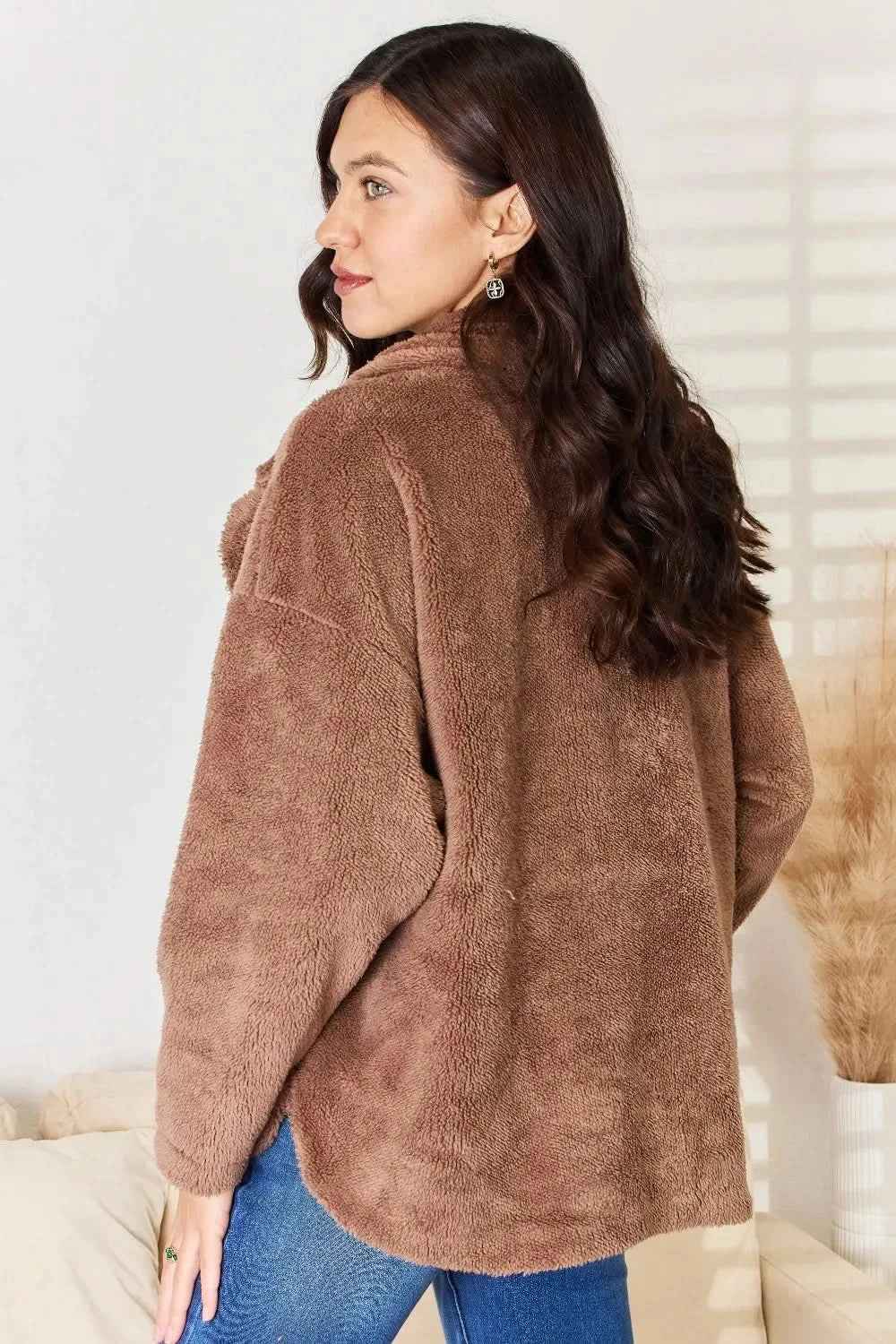 Culture Code Double Breasted Fuzzy Coat in - photo