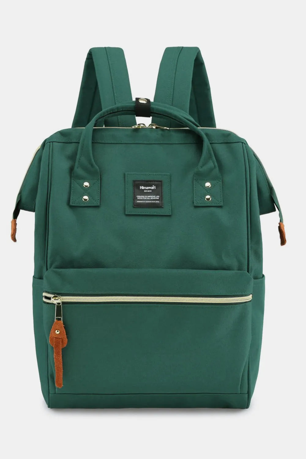 Himawari Waterproof Canvas Backpack Bag with Side Pockets in Green One Size - photo