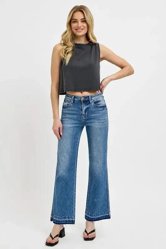 RISEN Full Size Raw Hem Ankle Bootcut Jeans Plus Size in - photo
