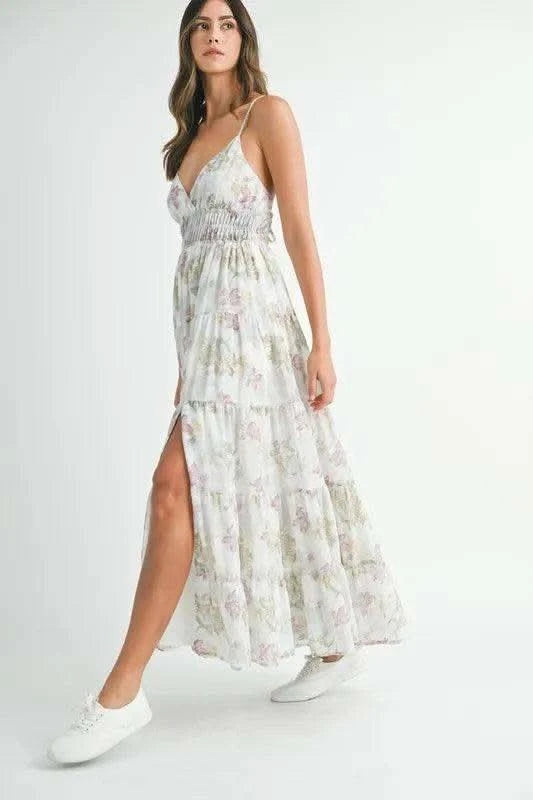 MABLE Floral Print Tiered Cami Maxi Dress in - Dresses photo