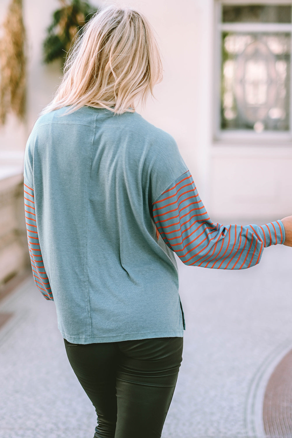 Emma Striped Bishop Sleeve Top in - Tops photo