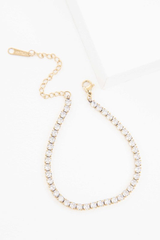 Round Stone Tennis Bracelet | Gold in As Shown One Size - photo