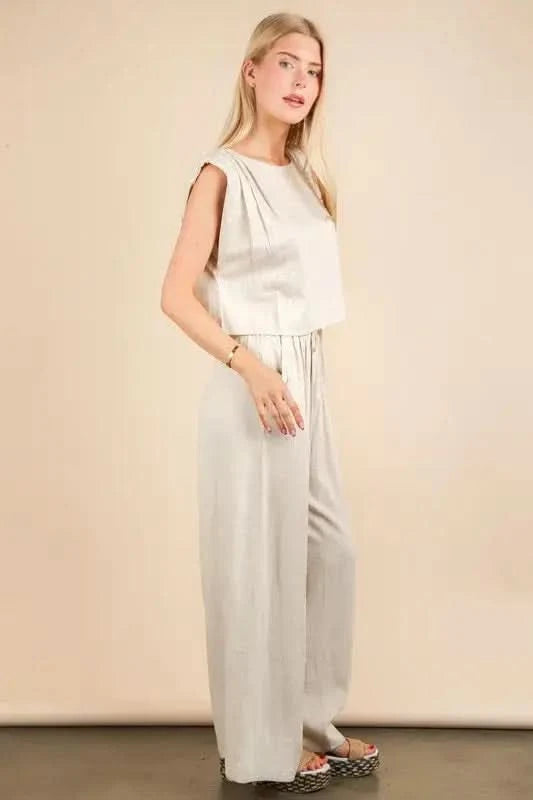 VERY J Solid Woven Top & Pants Set in - photo