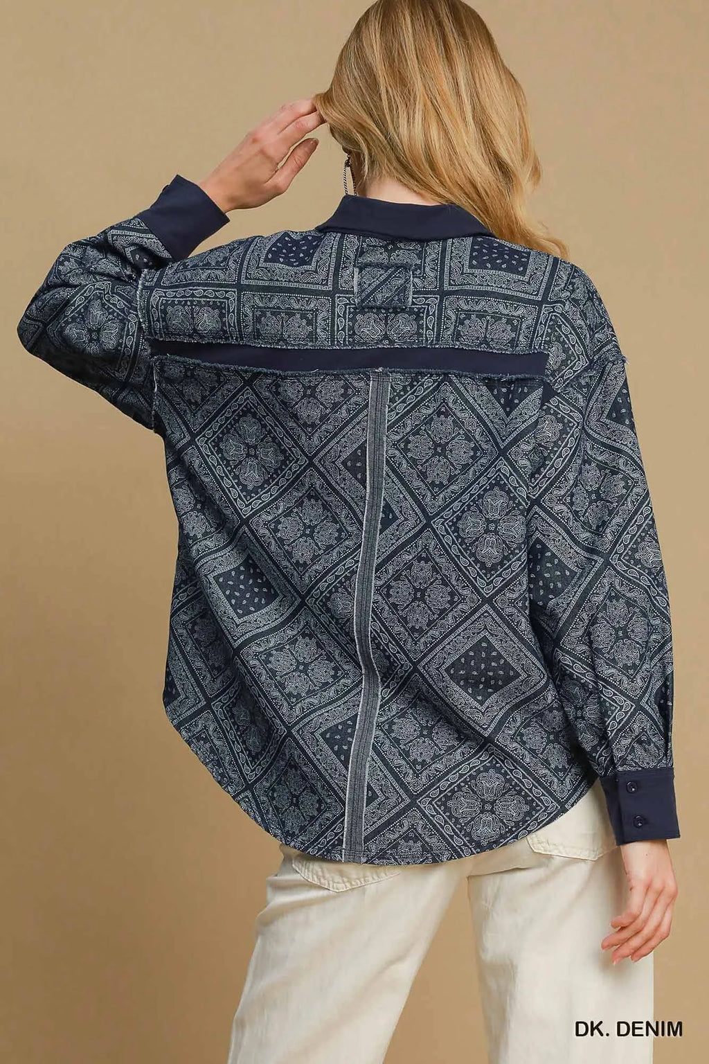 Umgee Paisley Print Denim Shirt Jacket in - photo