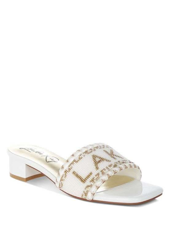 Vacay Babe Lake Como Beaded Slip-On Heels in Off White - photo