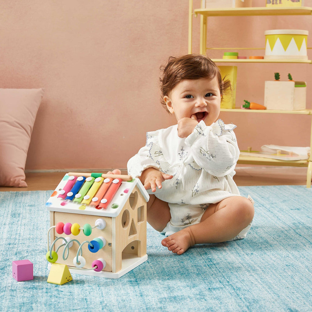 Tiny Land® Cottage Activity Cube - Rainbow in - wooden toys photo