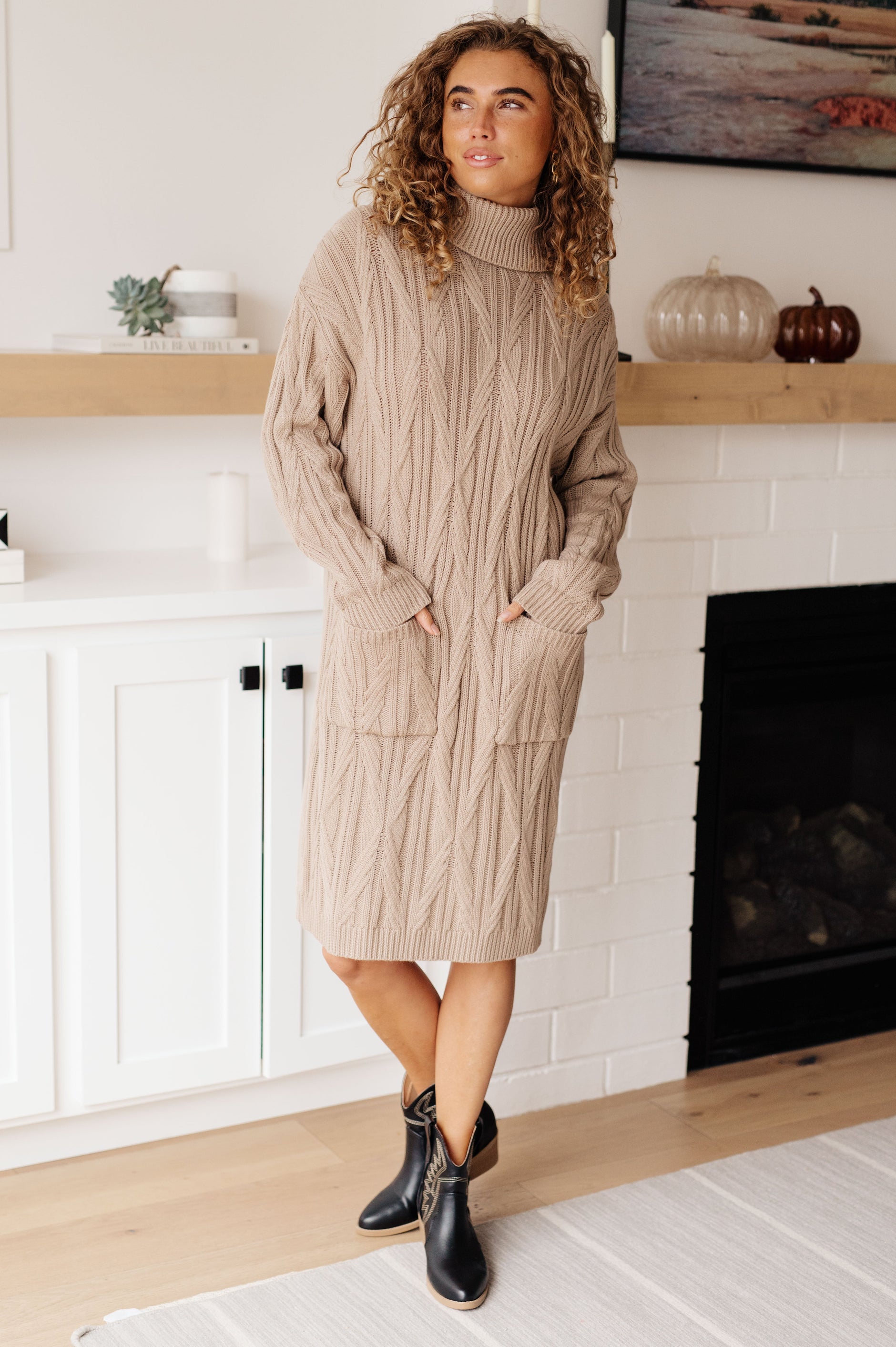 Bundled Beauty Turtleneck Sweater Dress - SwagglyLife Home & Fashion