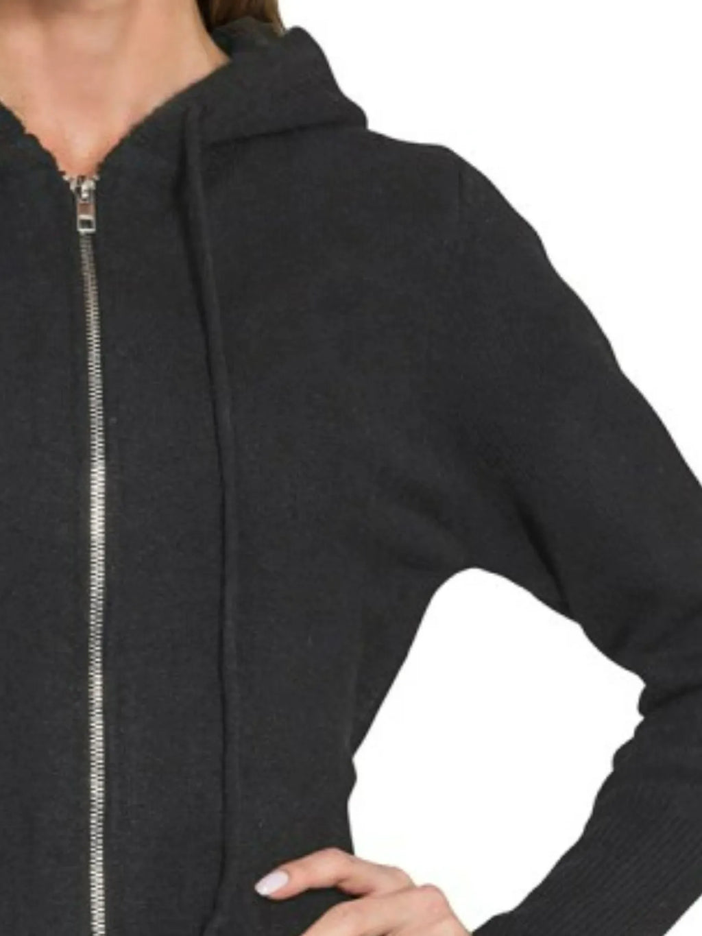 Zenana Drawstring Zip Up Hooded Cardigan in - photo