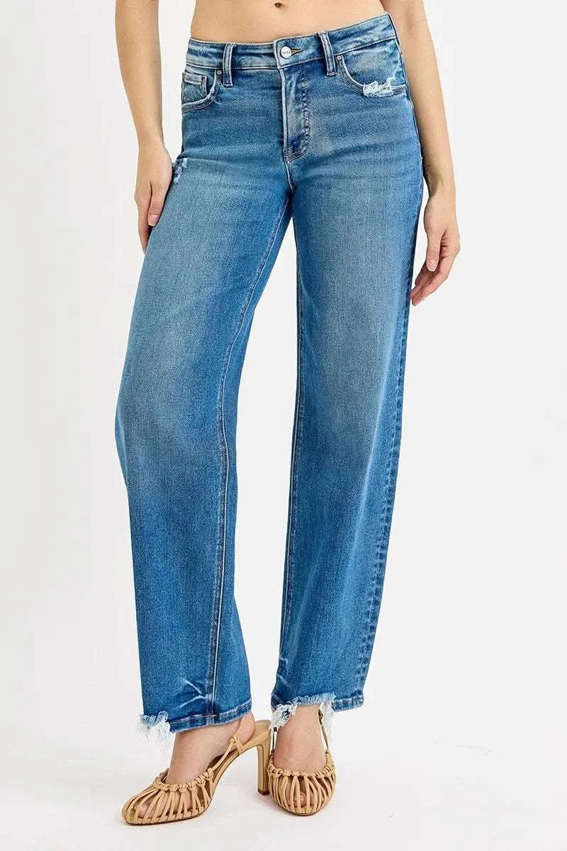 RISEN Full Size Mid Rise Baggy Jeans Plus Size in - photo